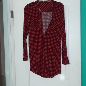 Plad button up dress